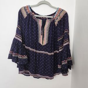 Free People embroidered flowy bohemian top Size S (generous)